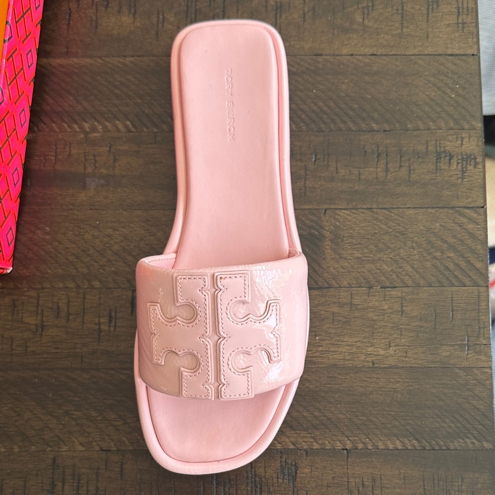 Tory Burch Pink Double T Sport Slide Sandals